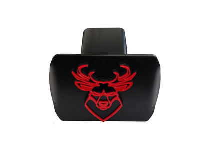 Buck Dear Metal Trailer Hitch Cover for 2'' Towing Rear Receiver Plug Cover SUV Pickup Trucks Deer Red