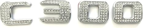 C300 Trunk Side Badge Silver Bling Letter Emblem Crystal for Mercedes Benz Ice O