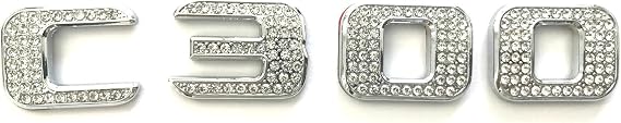 C300 Trunk Side Badge Silver Bling Letter Emblem Crystal for Mercedes Benz Ice O