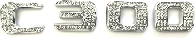 C300 Trunk Side Badge Silver Bling Letter Emblem Crystal for Mercedes Benz Ice O