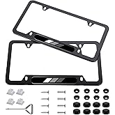 2pcs Car 350Z License Plate Frame Cover Holder Porotector Black Stainless Steel
