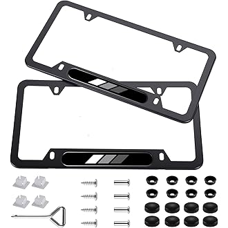 2pcs Car 350Z License Plate Frame Cover Holder Porotector Black Stainless Steel