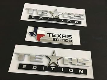 Set of 3 Texas Edition Side Tailgate Badge Emblem NamePlate for GMC Sierra Chevy