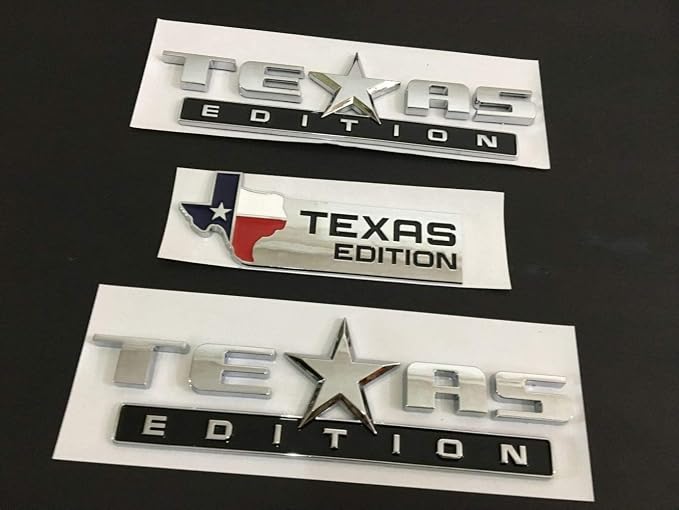 Set of 3 Texas Edition Side Tailgate Badge Emblem NamePlate for GMC Sierra Chevy