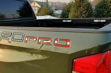 Set of 2 TR Bed Side PRO Insert Badge Embossed Emblem NamePlate for Tundra 2014-