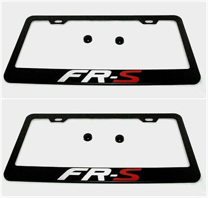 2pcs Car FR-S License Plate Frame Cover Holder Porotector Black Stainless Steel