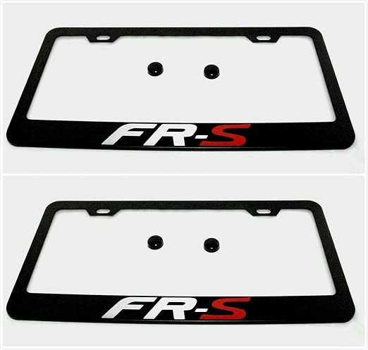 2pcs Car FR-S License Plate Frame Cover Holder Porotector Black Stainless Steel