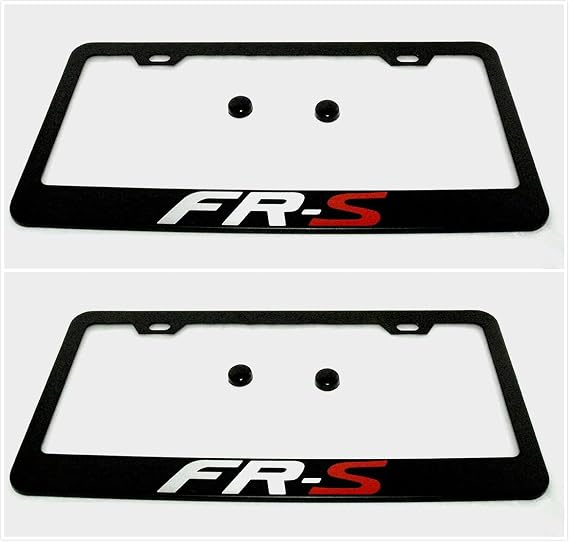 2pcs Car FR-S License Plate Frame Cover Holder Porotector Black Stainless Steel