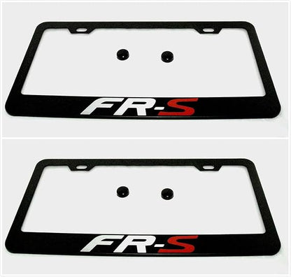 2pcs Car FR-S License Plate Frame Cover Holder Porotector Black Stainless Steel
