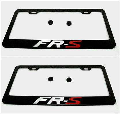 2pcs Car FR-S License Plate Frame Cover Holder Porotector Black Stainless Steel