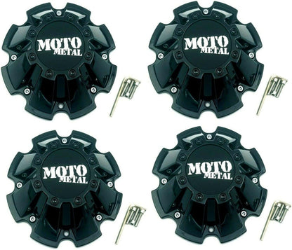 WheelPros 4 Pack M793BK01 Moto Metal Cap M-793 Black Wheel Center Cap