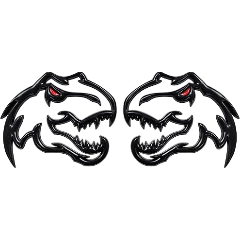 Set of 2 Custom Super Dinosaur Head Side Tailgate TRX Hell T-Rex Emblem Badges f