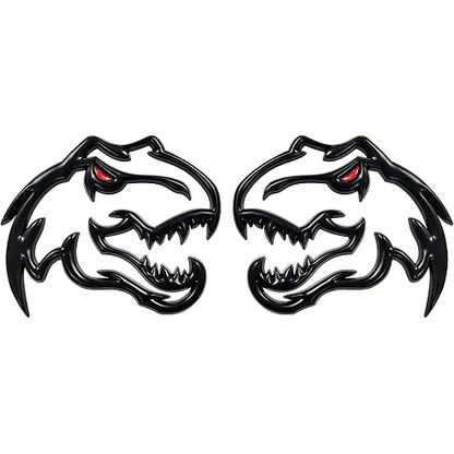 Set of 2 Custom Super Dinosaur Head Side Tailgate TRX Hell T-Rex Emblem Badges f