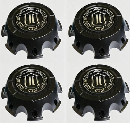 8170H1 Matte Black Wheel Center Cap ICON Vehicle Dynamics Hub RW-CAP-8170H LG2101-22, 4Pcs
