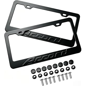 2pcs Car 350Z License Plate Frame Cover Holder Porotector Black Stainless Steel