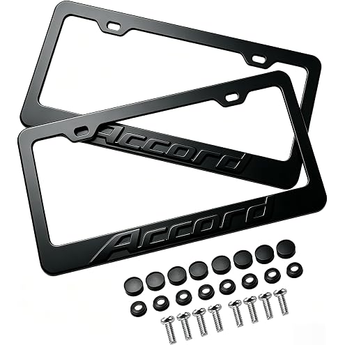 2pcs Car 350Z License Plate Frame Cover Holder Porotector Black Stainless Steel