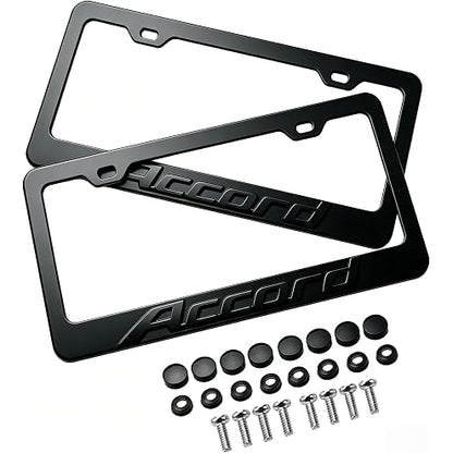 2pcs Car 350Z License Plate Frame Cover Holder Porotector Black Stainless Steel