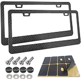 2pcs Car FR-S License Plate Frame Cover Holder Porotector Black Stainless Steel