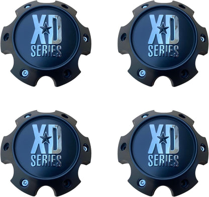 4X Wheel Hub Cap KMC XD Satin Black 6 Lug Bolt On XD820/XD835 Wheel Center Cap 1