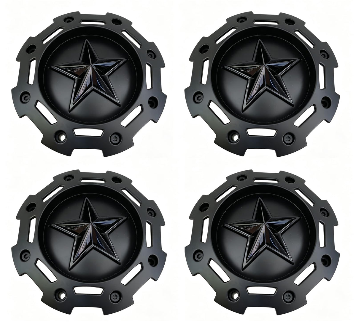Wheel Center Cap Matte Black Rockstar Hub Cap SC-190, S1206-10, M-956, 4PC