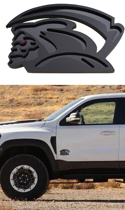 3D Car Decor Grim Reaper Death Emblem Badge Black, 4x2.7 inch 2PCS