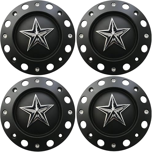 Wheel Center Cap KMC XD Series Rockstar Wheel Hub Cap 1001775 Matte Black 4PCS