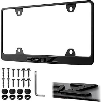 1pc Car 350Z License Plate Frame Cover Holder Porotector Black Stainless Steel