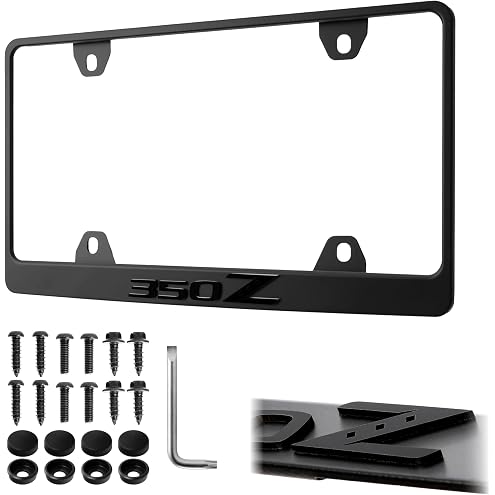 1pc Car 350Z License Plate Frame Cover Holder Porotector Black Stainless Steel