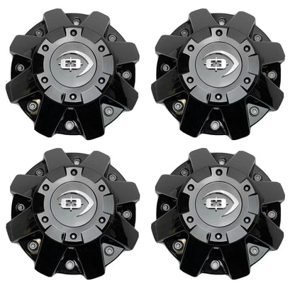 C420 Gloss Black Wheel Center Cap Vision 413 420 422 423 Hub Cap C420GB 5/6 Lug w/Screws, 4Pcs