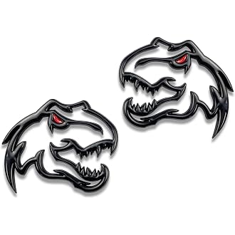 Set of 2 Custom Super Dinosaur Head Side Tailgate TRX Hell T-Rex Emblem Badges f