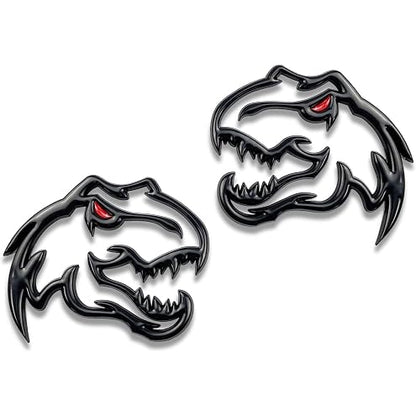 Set of 2 Custom Super Dinosaur Head Side Tailgate TRX Hell T-Rex Emblem Badges f