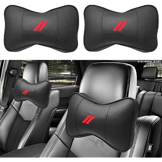 2Pcs Leather Carbon Fiber Leather Sport Car Seat Scat Pack Bee Neck Rest Pillow 