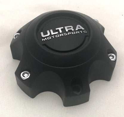 Ultra Motorsports 6 Lug Matte Black Wheel Center Cap Qty 1 Pn: 89-9764 with Bolts