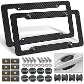 2pcs Car FR-S License Plate Frame Cover Holder Porotector Black Stainless Steel