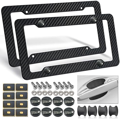 2pcs Car FR-S License Plate Frame Cover Holder Porotector Black Stainless Steel
