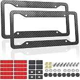 2pcs Car FR-S License Plate Frame Cover Holder Porotector Black Stainless Steel