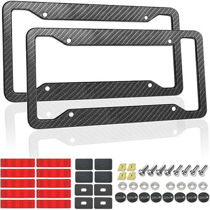 2pcs Car FR-S License Plate Frame Cover Holder Porotector Black Stainless Steel