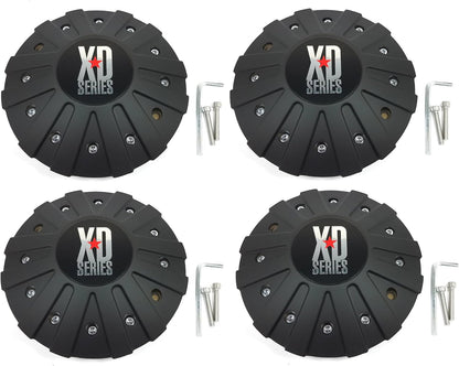 4x KMC XD Series Matte Black Wheel Center Hub Caps Bolt-On for 5x4.5 5x114.3 5x5 5x127 6x5.5 6x139.7 6x135 8x6.5 8x165.1 5x5.5 5x139.7 5x150 8x170 5x135 XD778 Monster