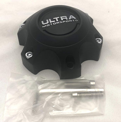 Ultra Motorsports 6 Lug Matte Black Wheel Center Cap Qty 1 Pn: 89-9764 with Bolts
