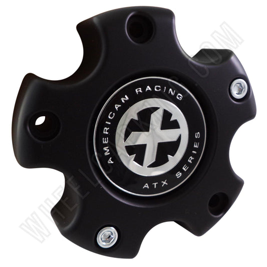 American Racing ATX Wheels Flat Black Custom Wheel Center Caps # CAP M-733 / AX845L121 (4 CAPS)
