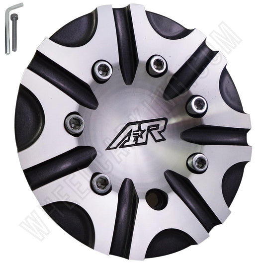 American Racing BLACK & SILVER Custom Wheel Center Cap (4 CAPS) # QT106-L175-GAL