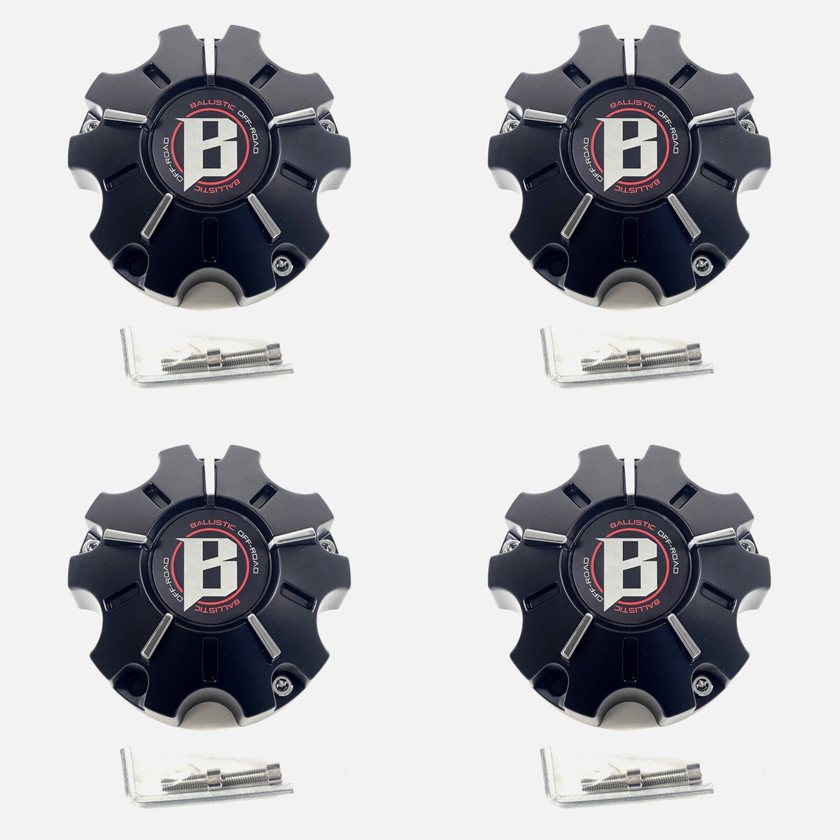 Ballistic Off-Road Wheel Center Cap Matte Black WX-10-CAP (4 CAPS) + SCREWS