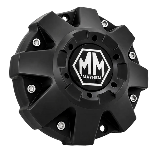 MAYHEM C108040B01 matte black wheel center cap front view