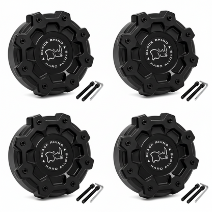 Set of four Black Rhino PSC014BLA matte black wheel center caps