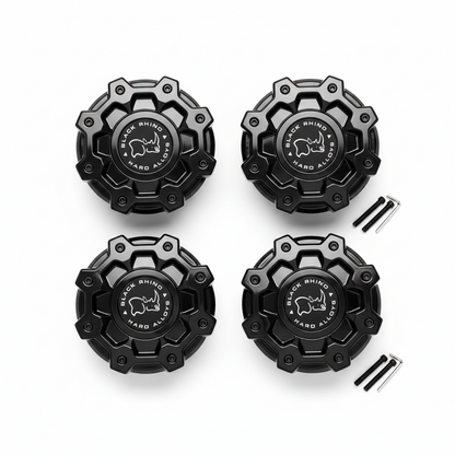 Set of four Black Rhino PSC014BLA gloss black wheel center caps