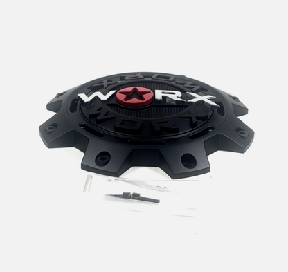Worx / Ultra Alloy Wheels Matte Black Wheel Center Cap # WRX-8899FSB 30171765F-1 +SCREWS