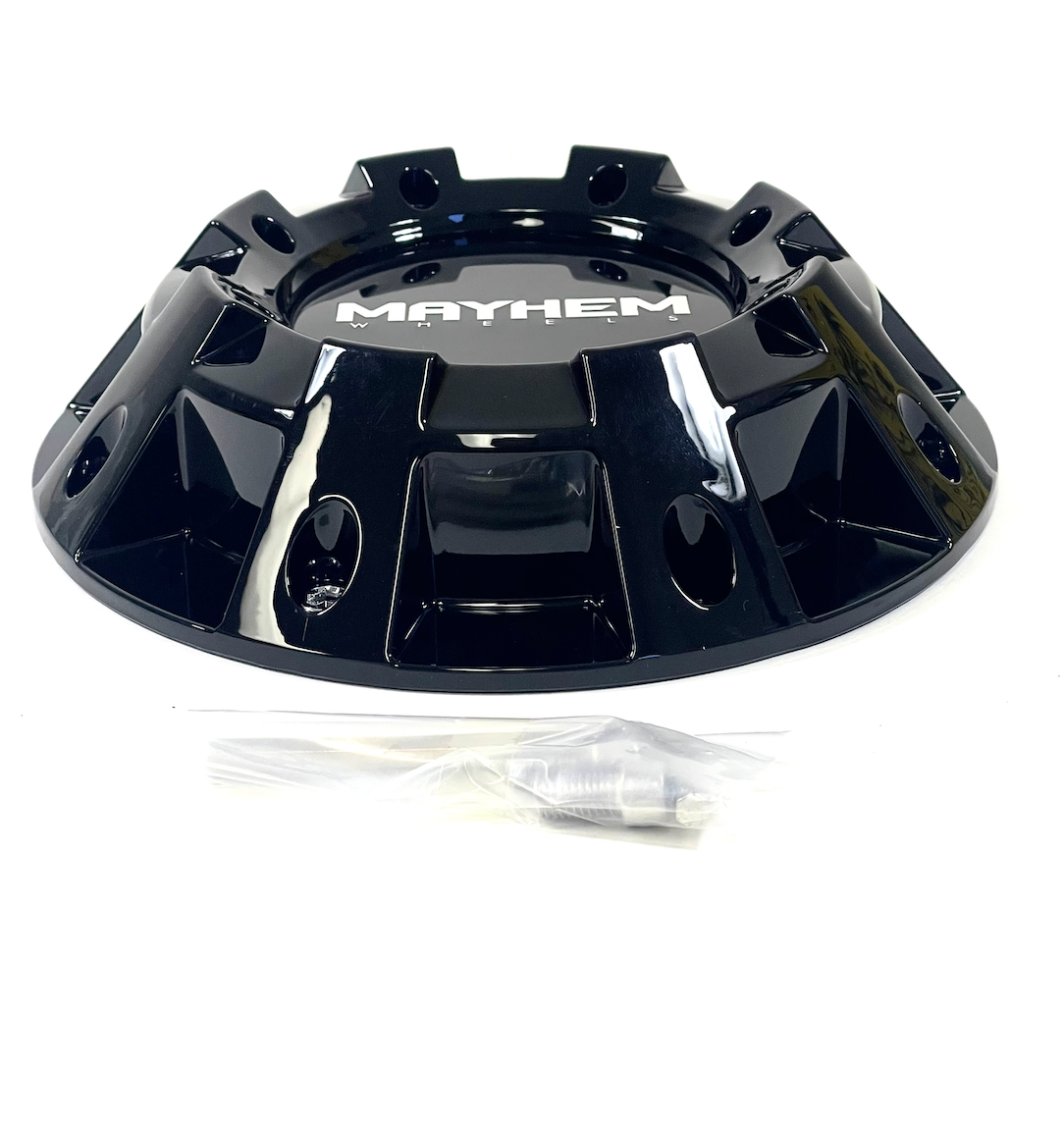 MAYHEM MONSTER SERIES 8100 GLOSS BLACK WHEEL RIM CENTER CAP 81492090F-1 C108100B (4 CAPS)