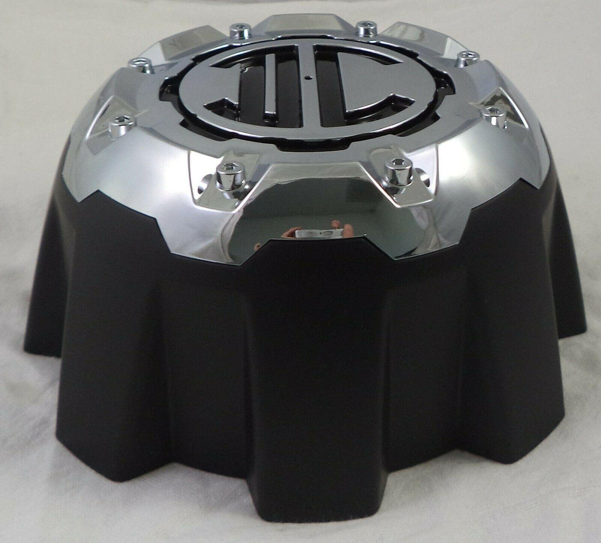 2 Crave Wheels Chrome / Black Custom Wheel Center Cap 8-LUG (4 CAPS) W/Screws