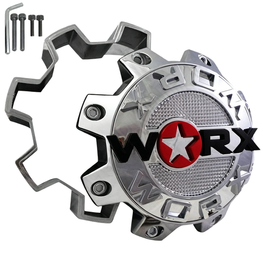 WORX WRX-8808LSB chrome wheel center cap front view